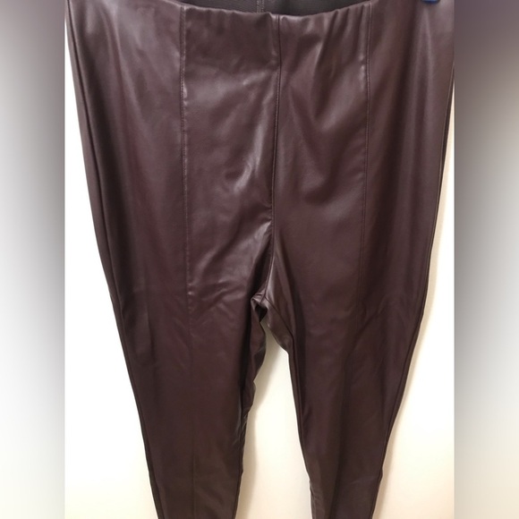 H&m Womens Faux Leather High Waist Solid Elasticized Waistband Leggings Size 12 - Picture 5 of 12